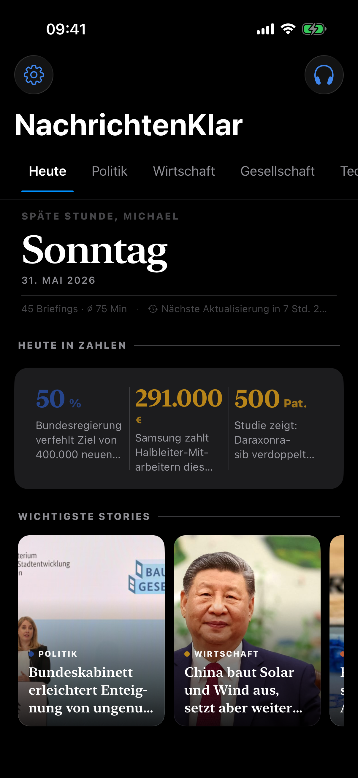 Tagesübersicht von NachrichtenKlar mit „Heute in Zahlen“ und den wichtigsten Stories.